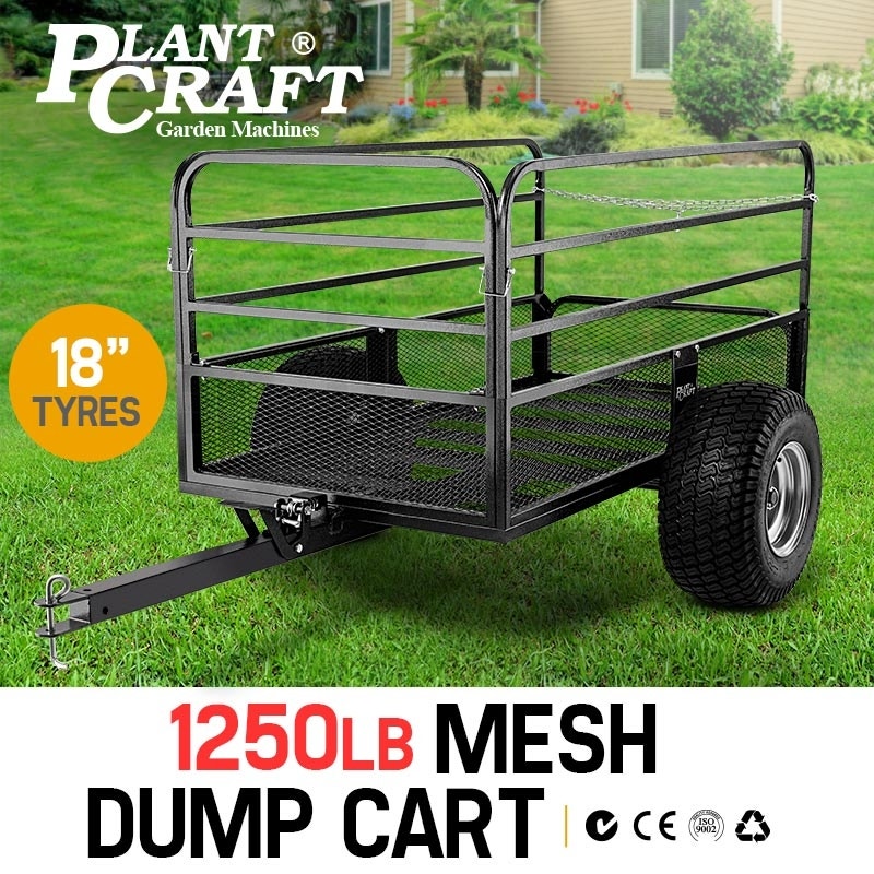 PLANTCRAFT Towed Steel Mesh Dump Cart Garden ATV Mower Trailer Tray 1250lbs