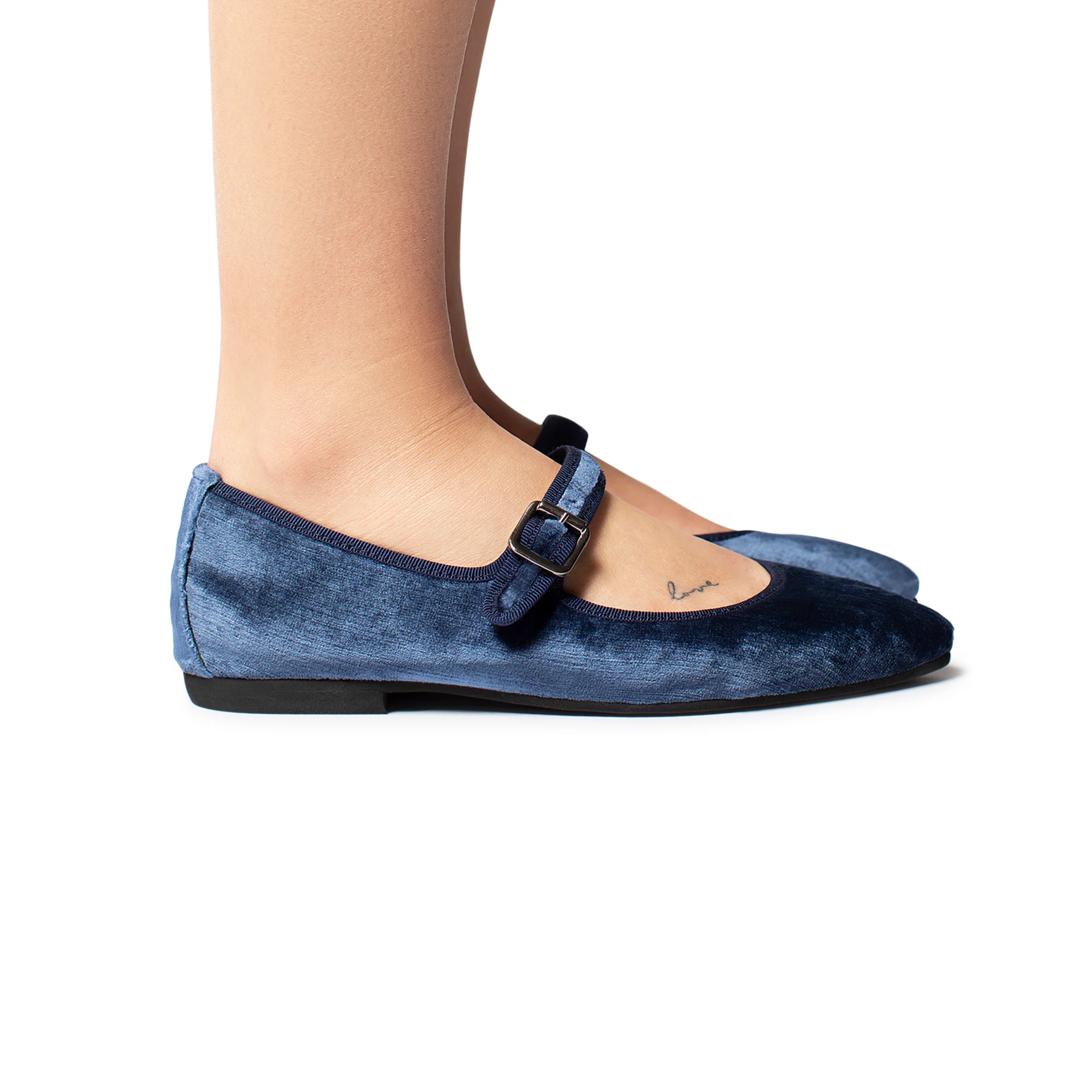 Flavia Mary Jane velluto perla notte