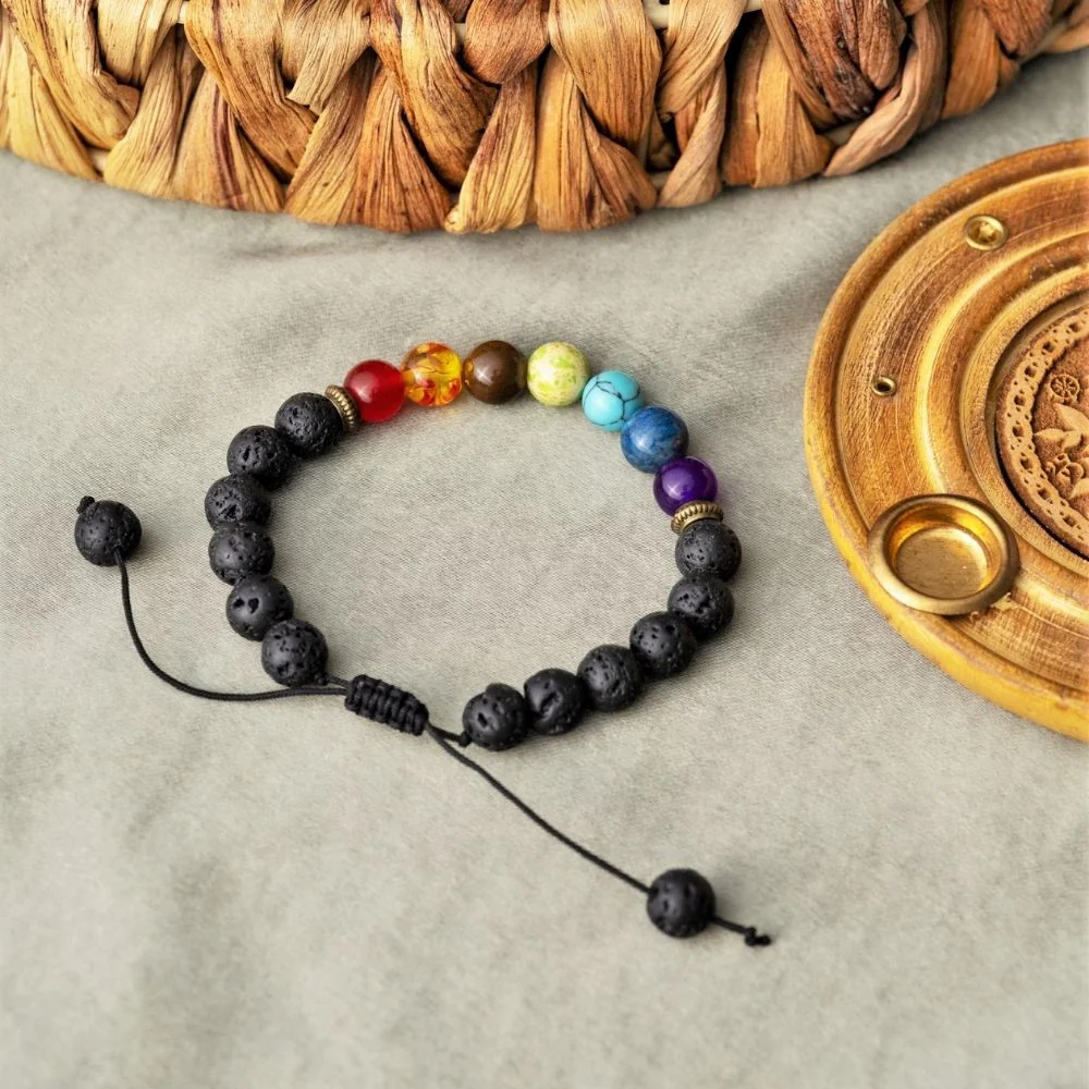 Badu Chakra Armband - Lavasteen Verstelbaar - Volharding