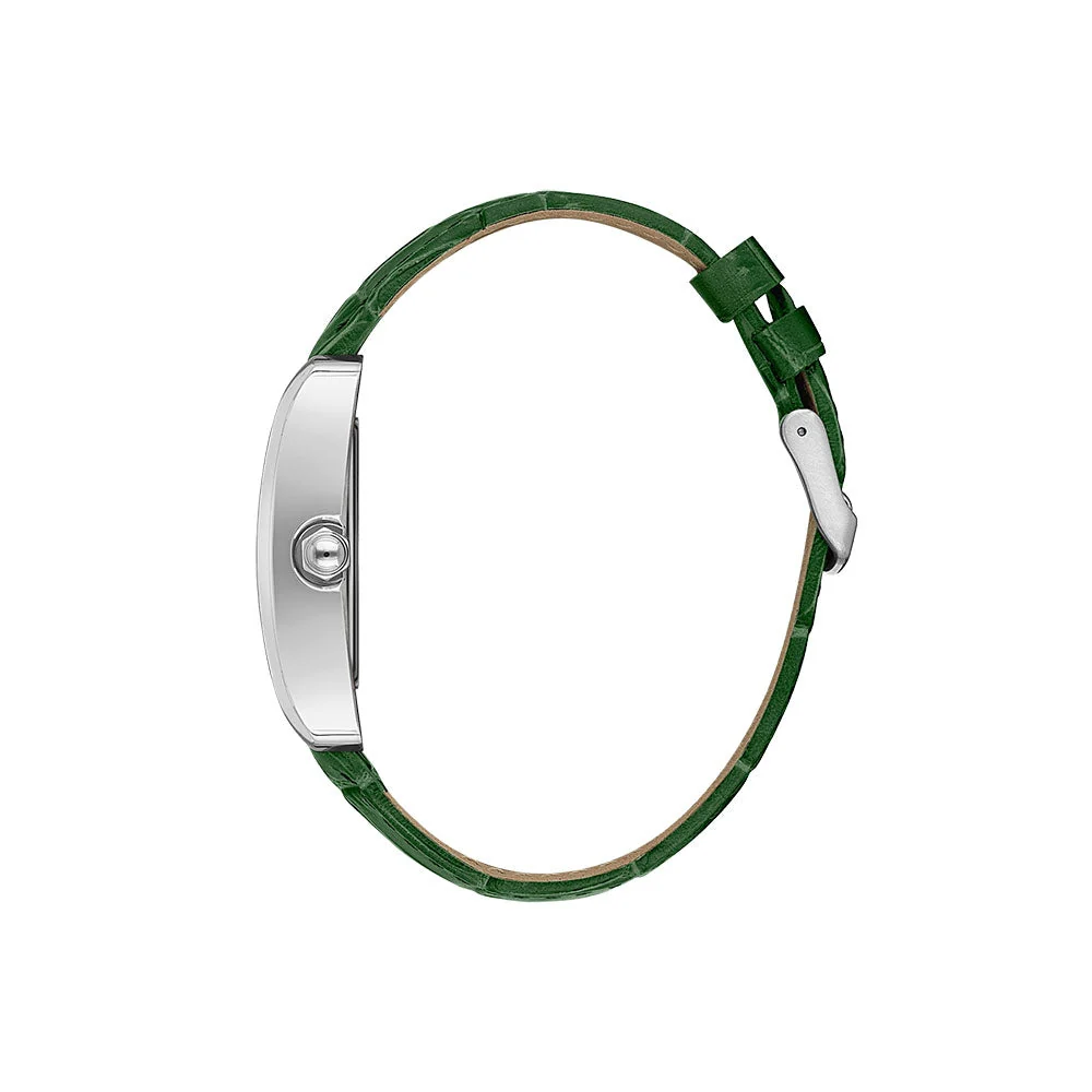 Daniel Klein Classic Green Dial and Genuine Leather Strap Silver Watch - DK.1.13909-3