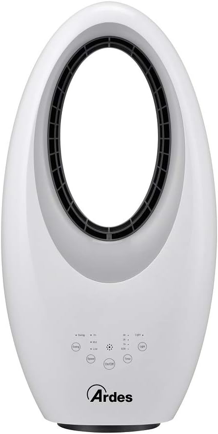 ARDES AR5BL1 Muna Bladeless - Ventilador Sin Aspas Potente y Silencioso, con Telemando, Luz Nocturna Led, Mandos Táctiles y Temporizador