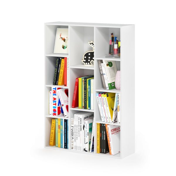 11-Cube Reversible Open Shelf Bookcase, White
