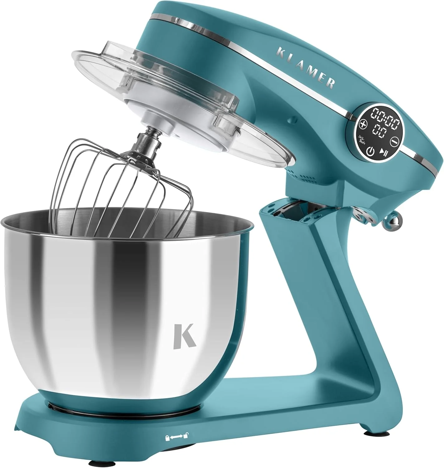 KLAMER Keukenmachine 1800W, Kneedmachine met 6 Liter RVS Kom, 10 Snelheidsstanden met Timer, Klopper, Deeghaak, Garde en Spatdeksel