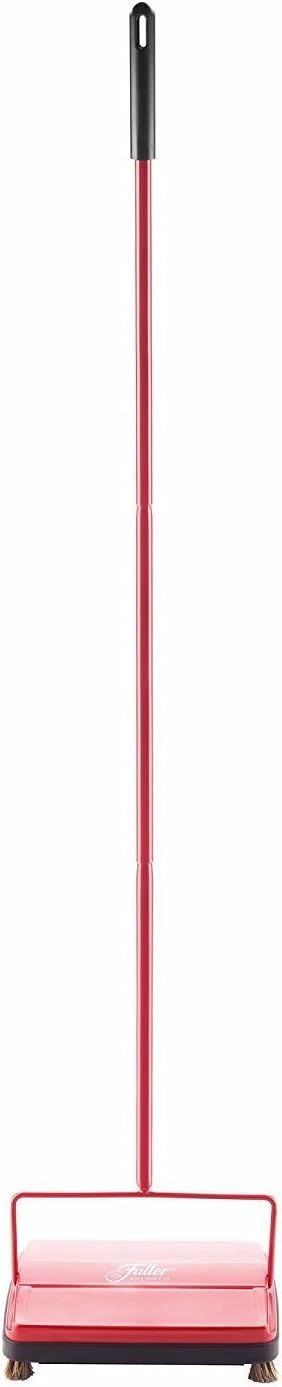 17052 Electrostatic Carpet Floor Sweeper 9 Cleaning Path Lightweight Ideal for Crumby Messes Works On Carpets Hard Floor Surfaces Red
