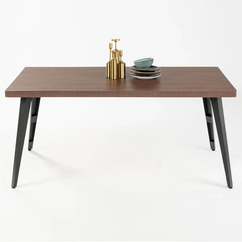 HomyLin 63-Inch Rectangular Dining Table for 4-6 People with Wooden Top and Metal Legs