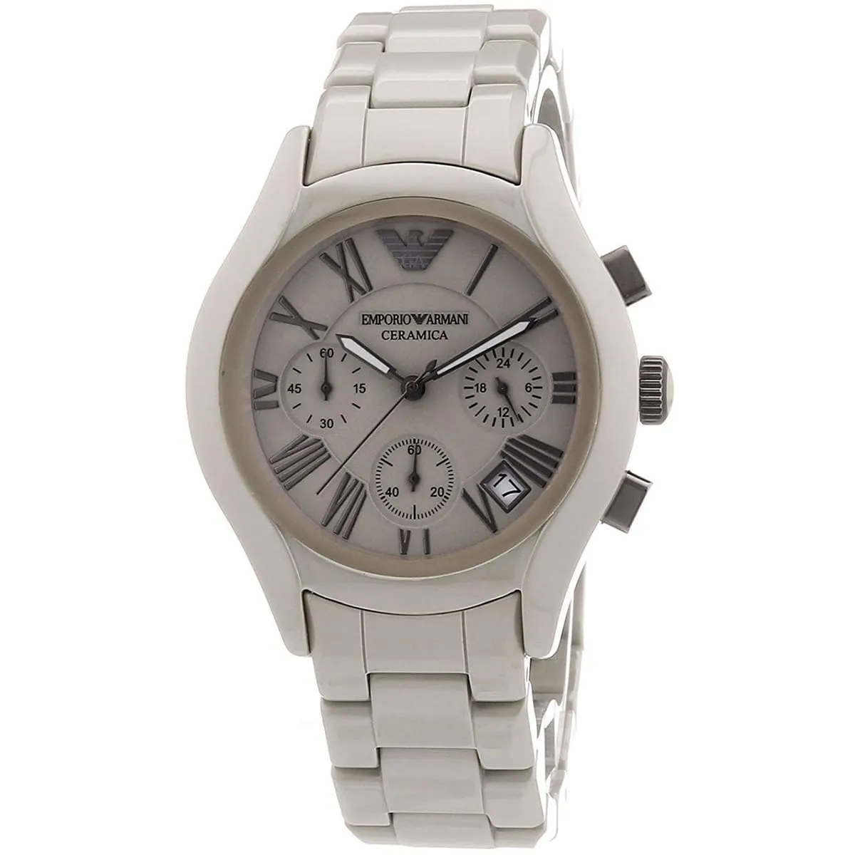 Emporio Armani Valente White Ceramica Chronograph Men's Watch - AR1460