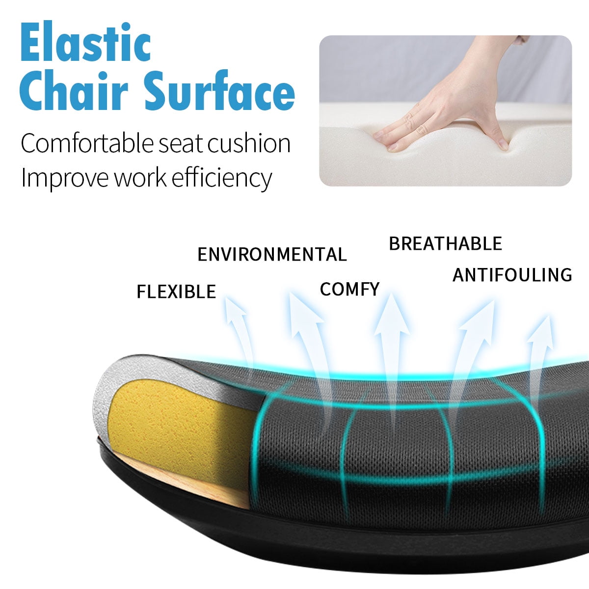 Coolhut Office Chair Ergonomic Home Desk Chair with Adjustable Armrests Mesh Computer Chair, Black