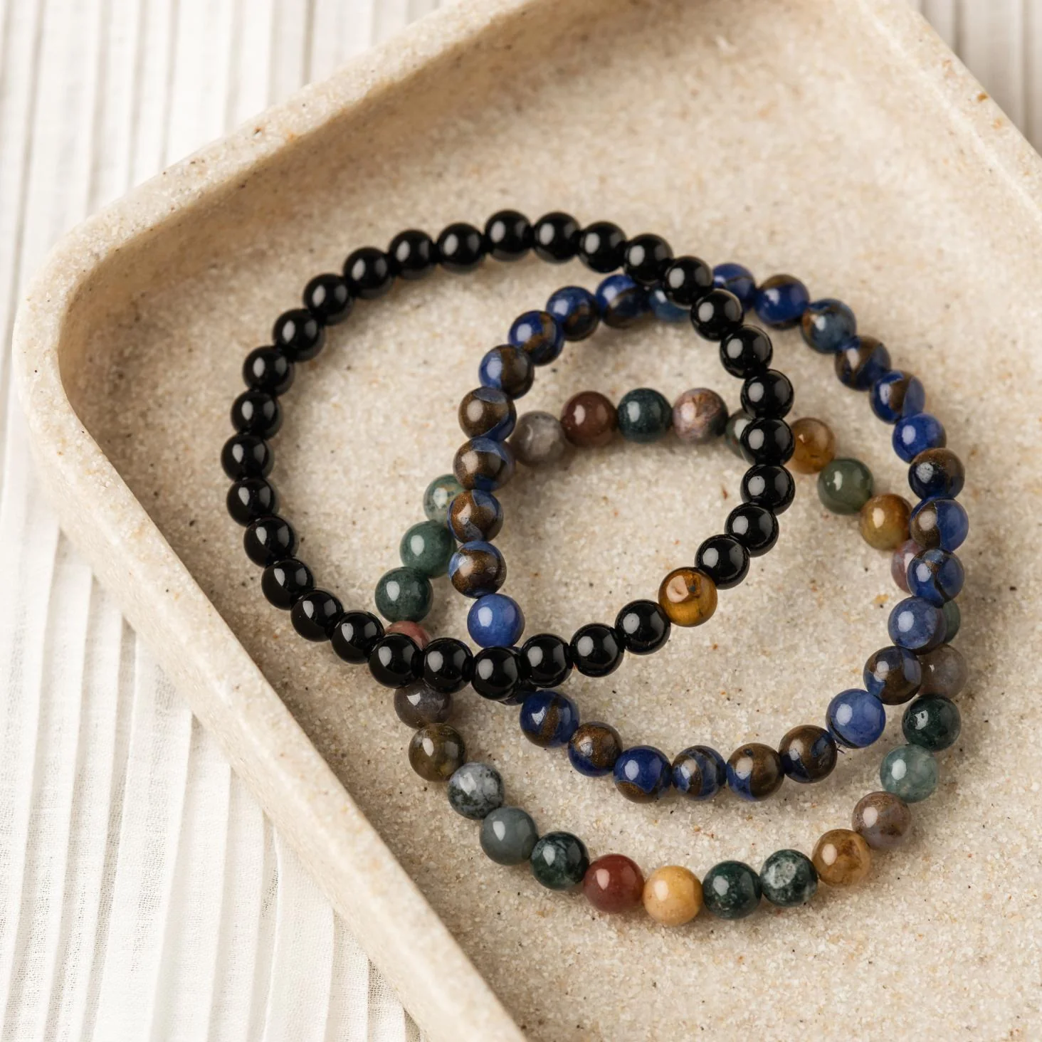 Set van 3 - Balans Armbanden - Agaat & Tijgeroog - Inzicht