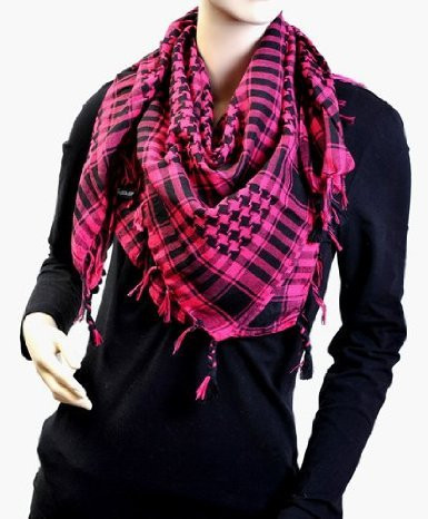 Black And Hot Pink Arab Shemagh Houndstooth Scarf 2075