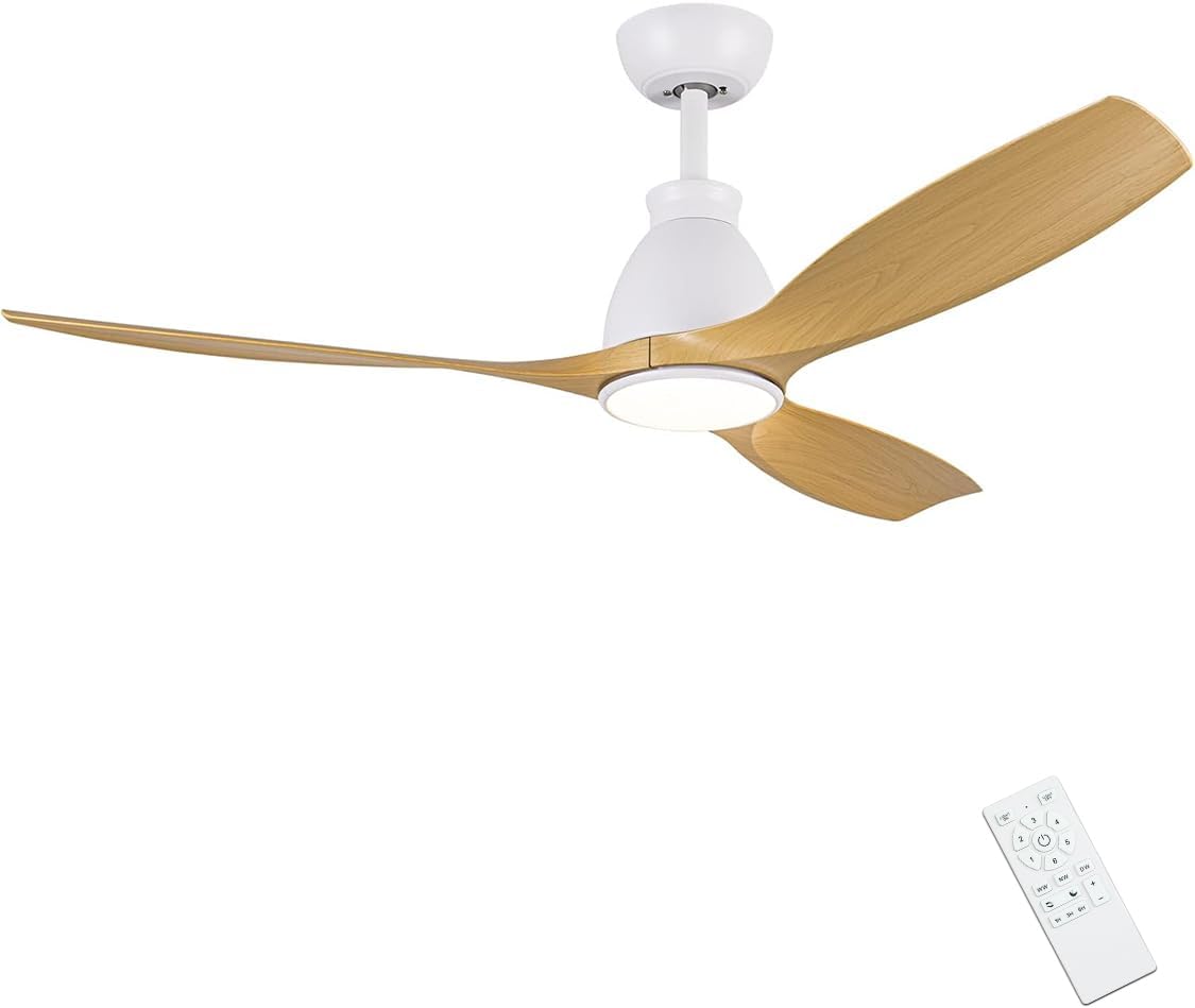 Newday Deckenventilatoren Weiß mit Beleuchtung und Fernbedienung, 106cm Ventilator Lampe Decke mit 3 Flügel, Ventilator mit Licht Stufenlos Dimmbare, Schlafmodus, Zeitgeber für Schlafzimmer Wohnzimmer