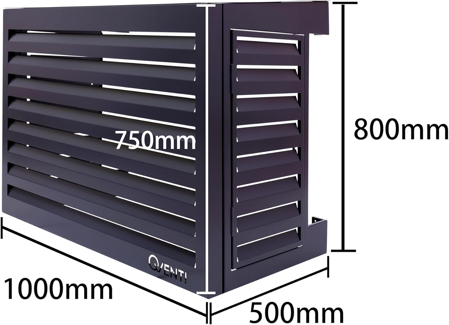 Qventi Abdeckung für Klimaanlage - Anthrazit/Grau - Aluminium - Schutzgitter - Verkleidung - Einfache Montage - Größe S - Außenmaße (LxBxH): 100 x 50 x 75 cm
