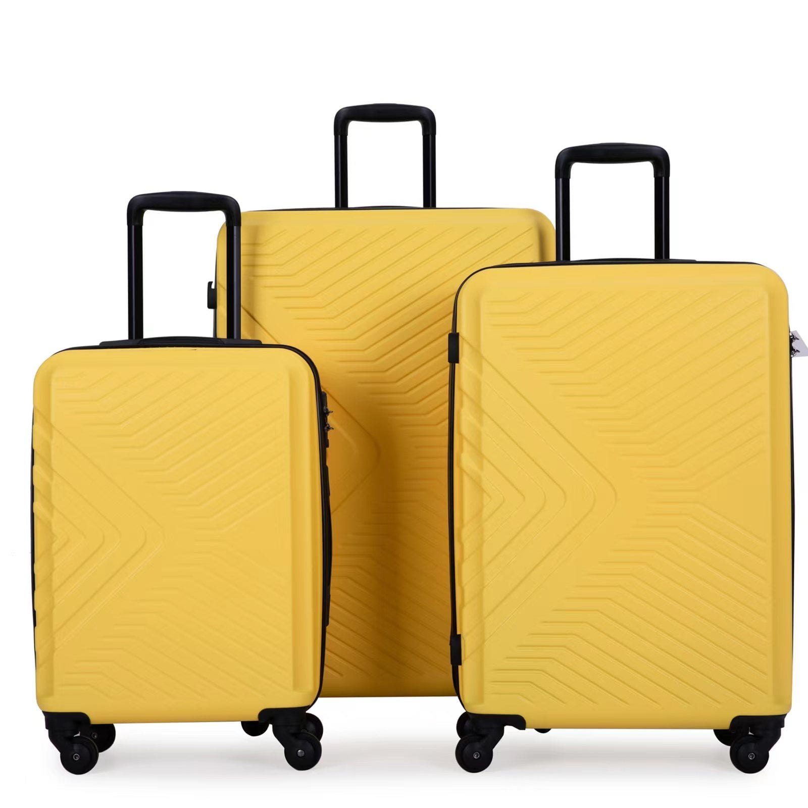 Travelhouse 3 Piece Hardshell Luggage Set Hardside Lightweight Suitcase with TSA Lock Spinner Wheels 20in24in28in.(Black)