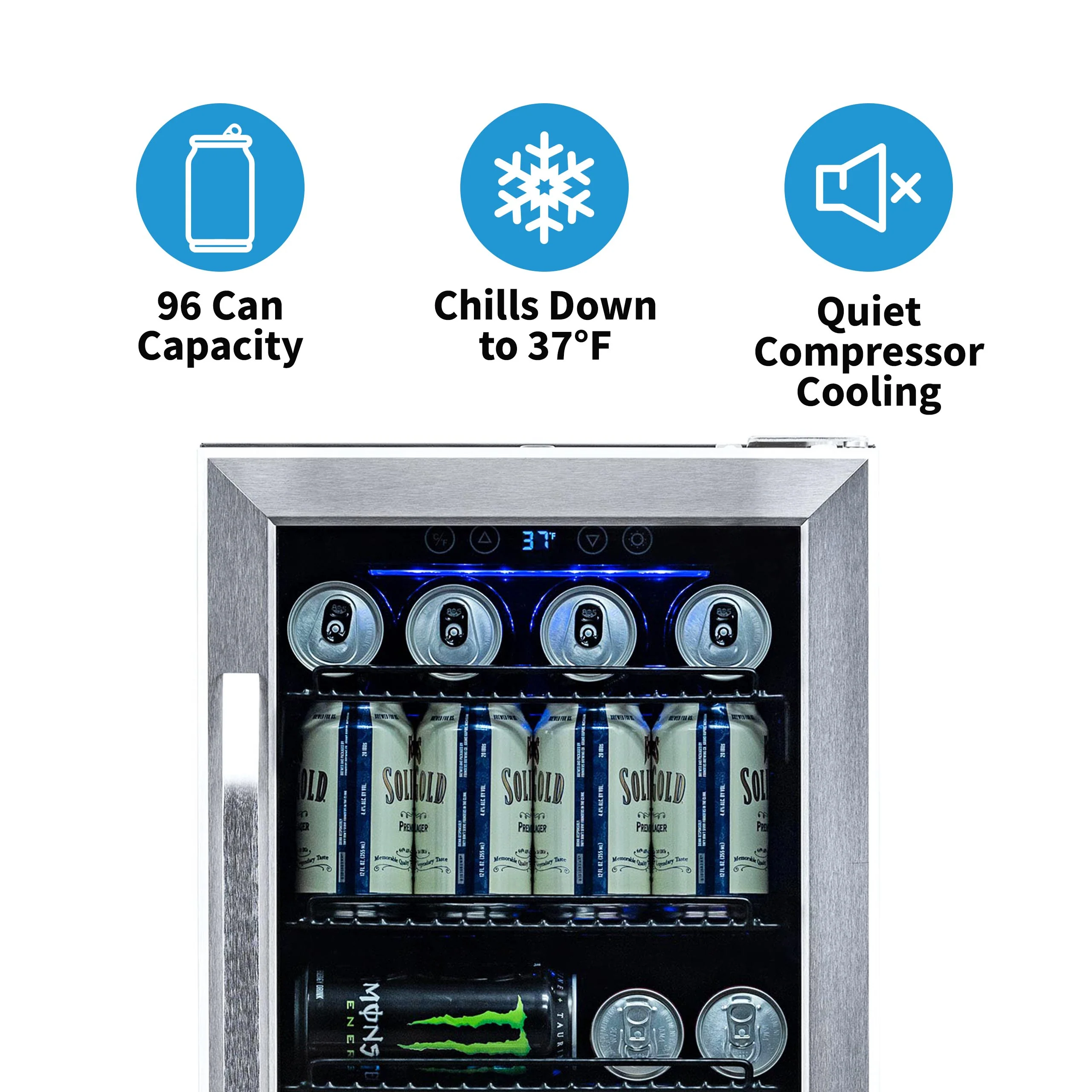 2025 Newair® Refrigerador de Bebidas Empotrable de Acero Inoxidable - 96 Latas - 15”