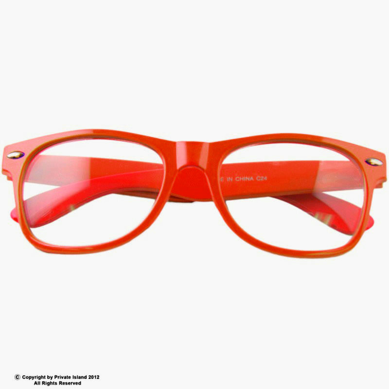 Clear Glasses Iconic 80's Style Red Adult Size 12 PACK 1085D