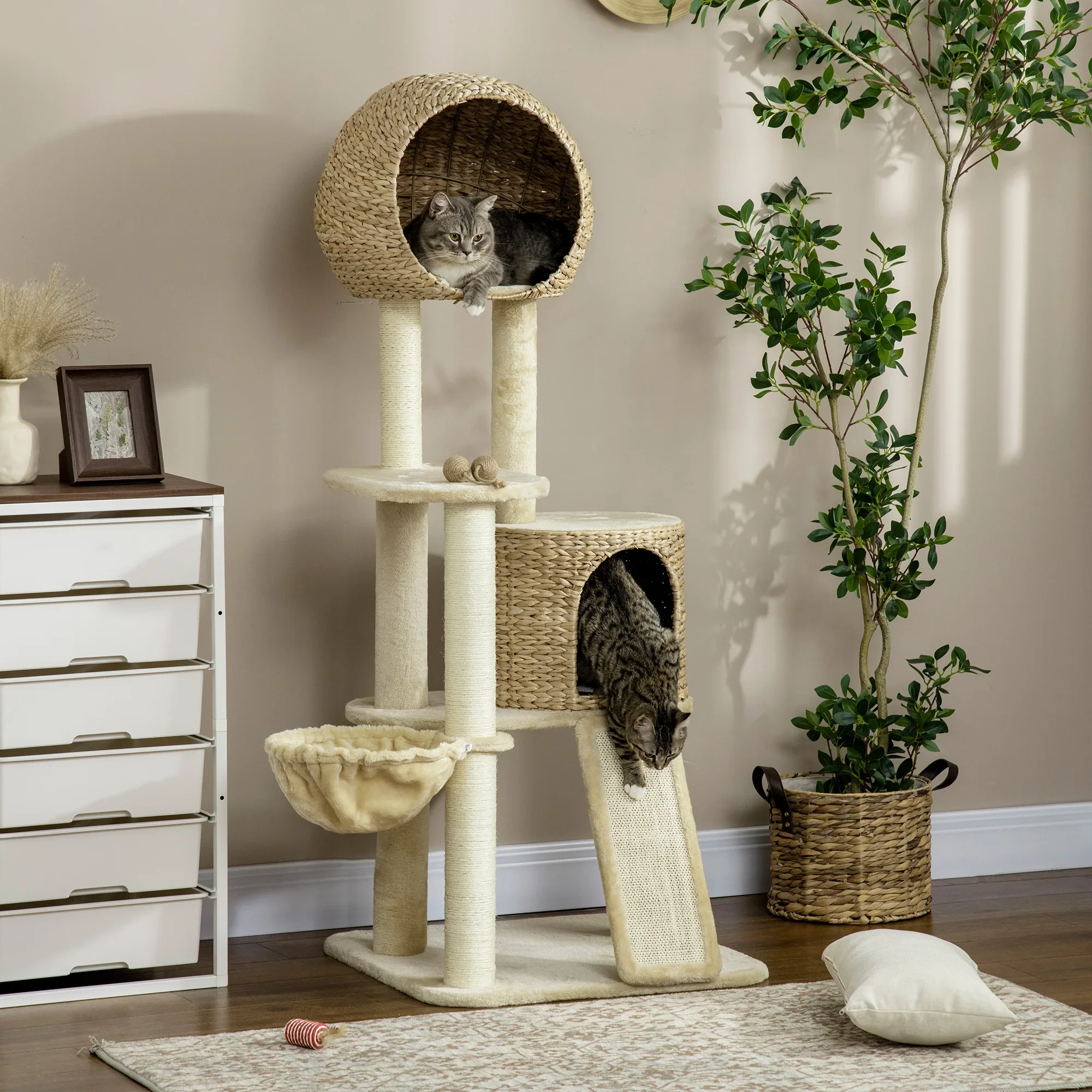 PawHut Krabpaal Kattenhuis met hangmat en uitkijkplatform