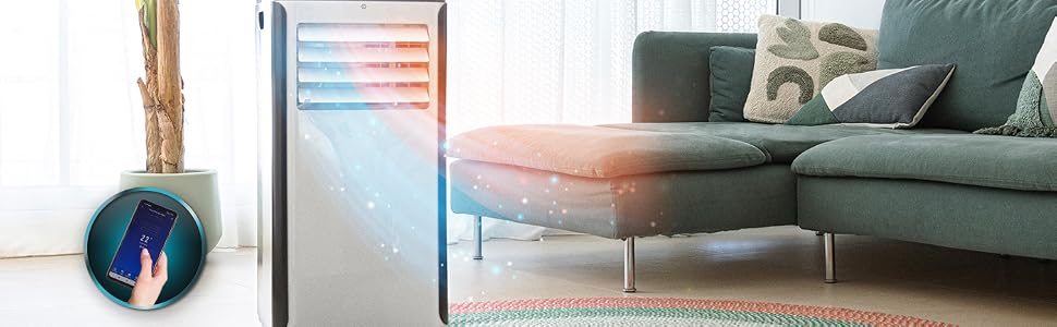 Aire acondicionado portátil / bomba de calor / WIFI / silencioso / mando / temporizador / LED