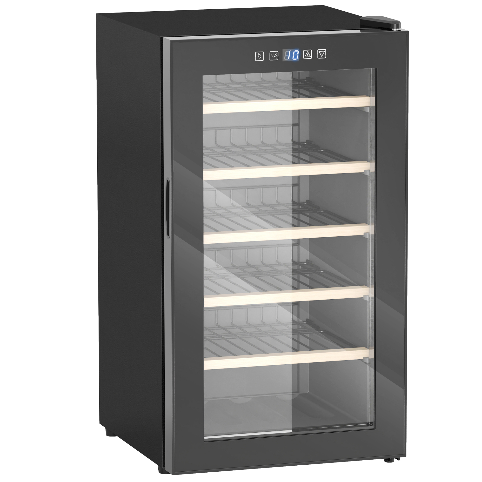 HOMCOM Wijnkoelkast voor 41 Flessen, 91 Liter Capaciteit, Drankenkoelkast met LED-Display en Touchscreen, Zwart