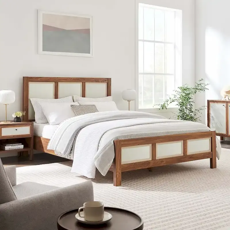 Capri Queen Platform Bed with Wood Grain Finish