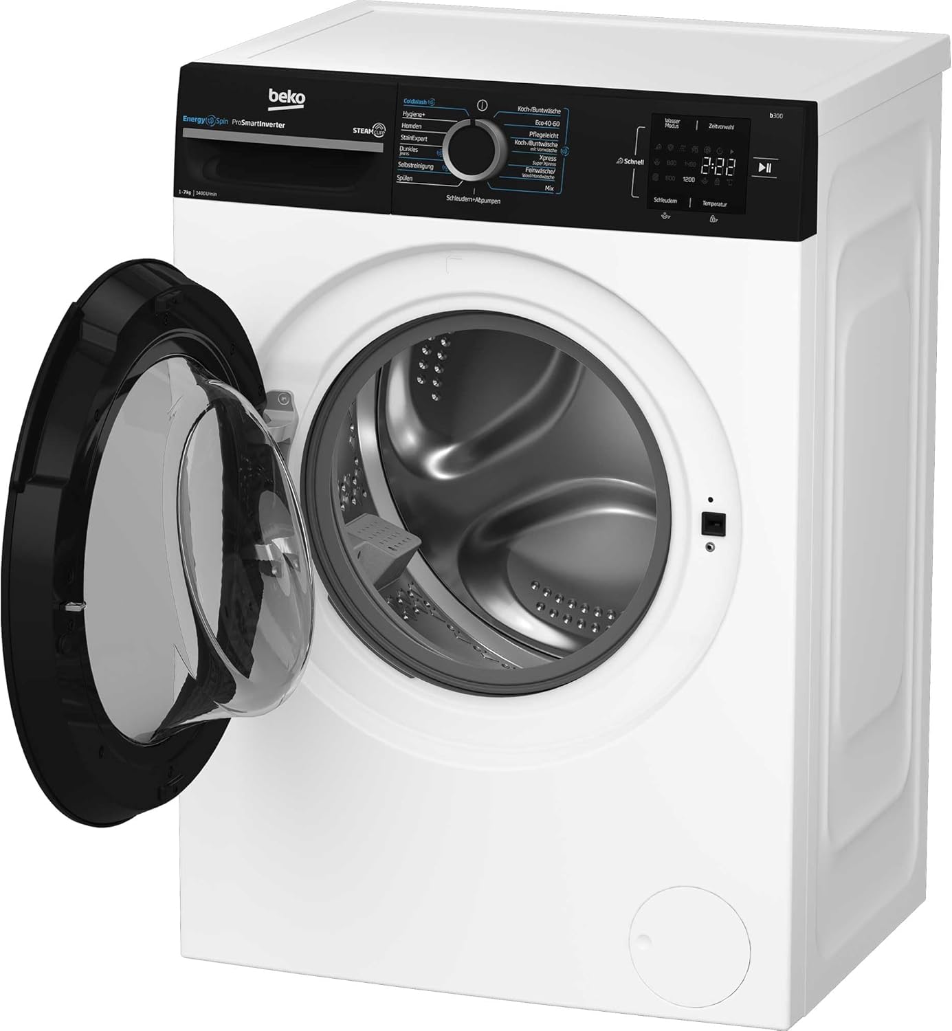 Beko WMC81464ST1 Waschmaschine, Bluetooth, 8 kg, ProSmart Inverter Motor, Dampffunktion, Pet Hair Removal, Watersafe+, Weiß