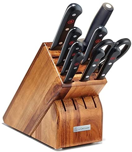 WÜSTHOF Gourmet 7-Piece Knife Block Set, High Carbon Stainless Steel, Black Handles