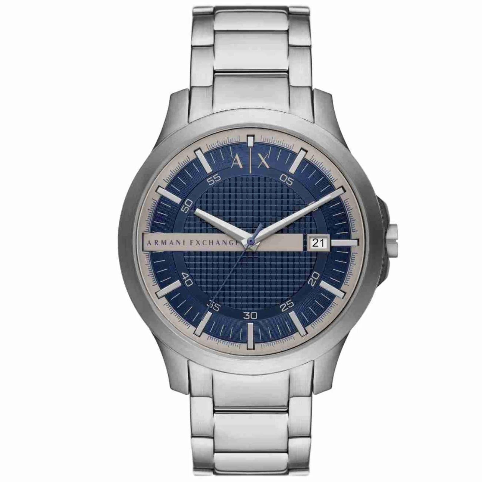 Armani Exchange Hampton Blue Dial Date Silver Watch - AX2451