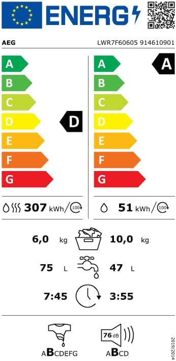 AEG L7WBA60680 Waschtrockner / DualSense - schonende Pflege / 8 kg Waschen / 5 kg Trocknen / D / energiesparend / Mengenautomatik / Nachlegefunktion / ProSteam - Auffrischfunktion / 1600 U/min