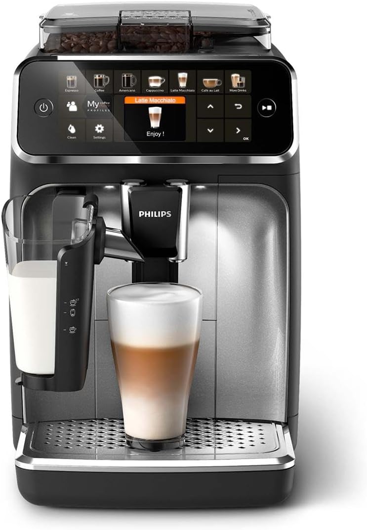 Philips 2200 Series Espresso Machine - Coffee Machine with 12-Step Grinder Setting, Touch Screen, Automatic Descaling, My Coffee Choice and Milk Frother for Cappuccino (EP2220/10)