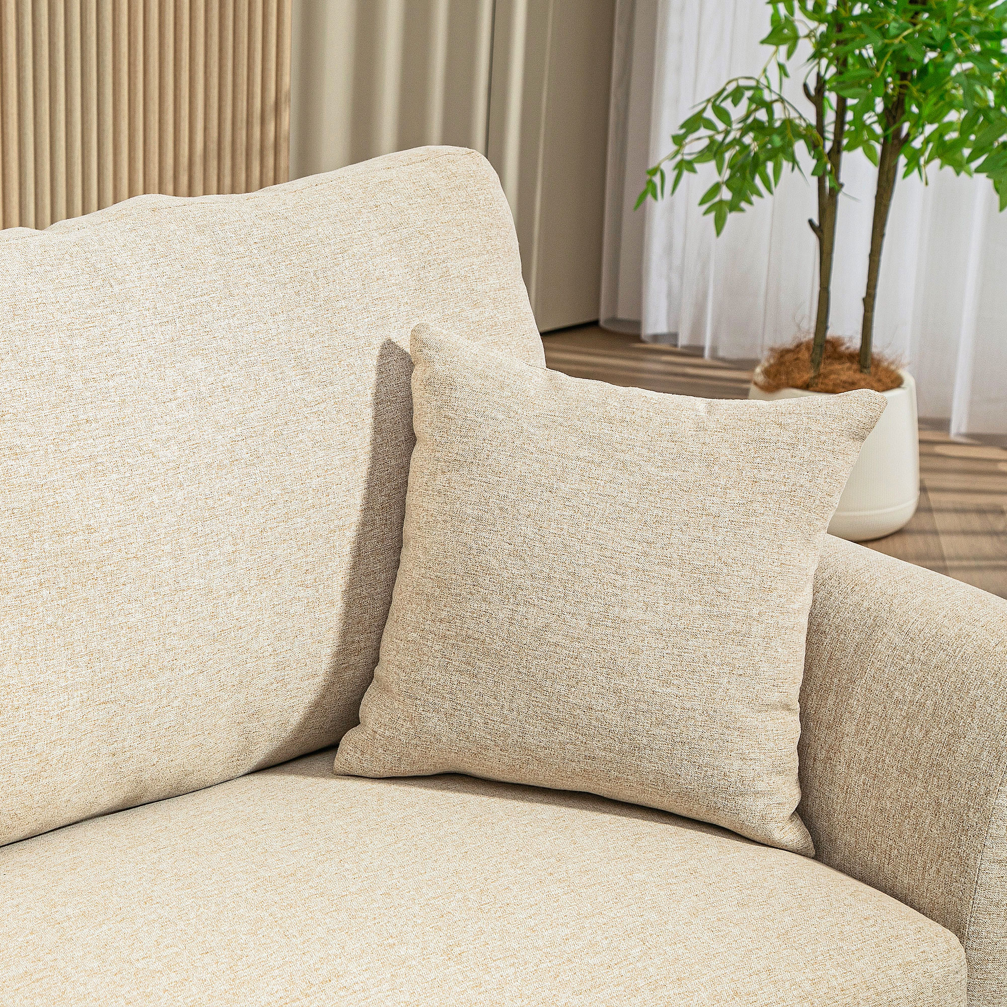 HOMCOM 2-zitsbank met veren, dikke bekleding, tot 360 kg, 179 x 80 x 89 cm, Beige