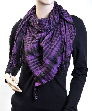 Black And Purple Arab Shemagh Houndstooth Scarf WS2078D