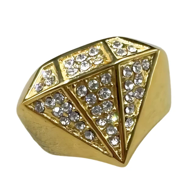 Big Daddy Bling Diamond Shape Gold Iced Out Ring