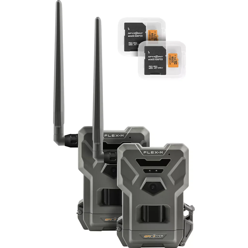 SpyPoint Flex-M Trail Camera Twin Pack, 28MP, 0.4s Trigger, Infrared Flash, SD Cards Included