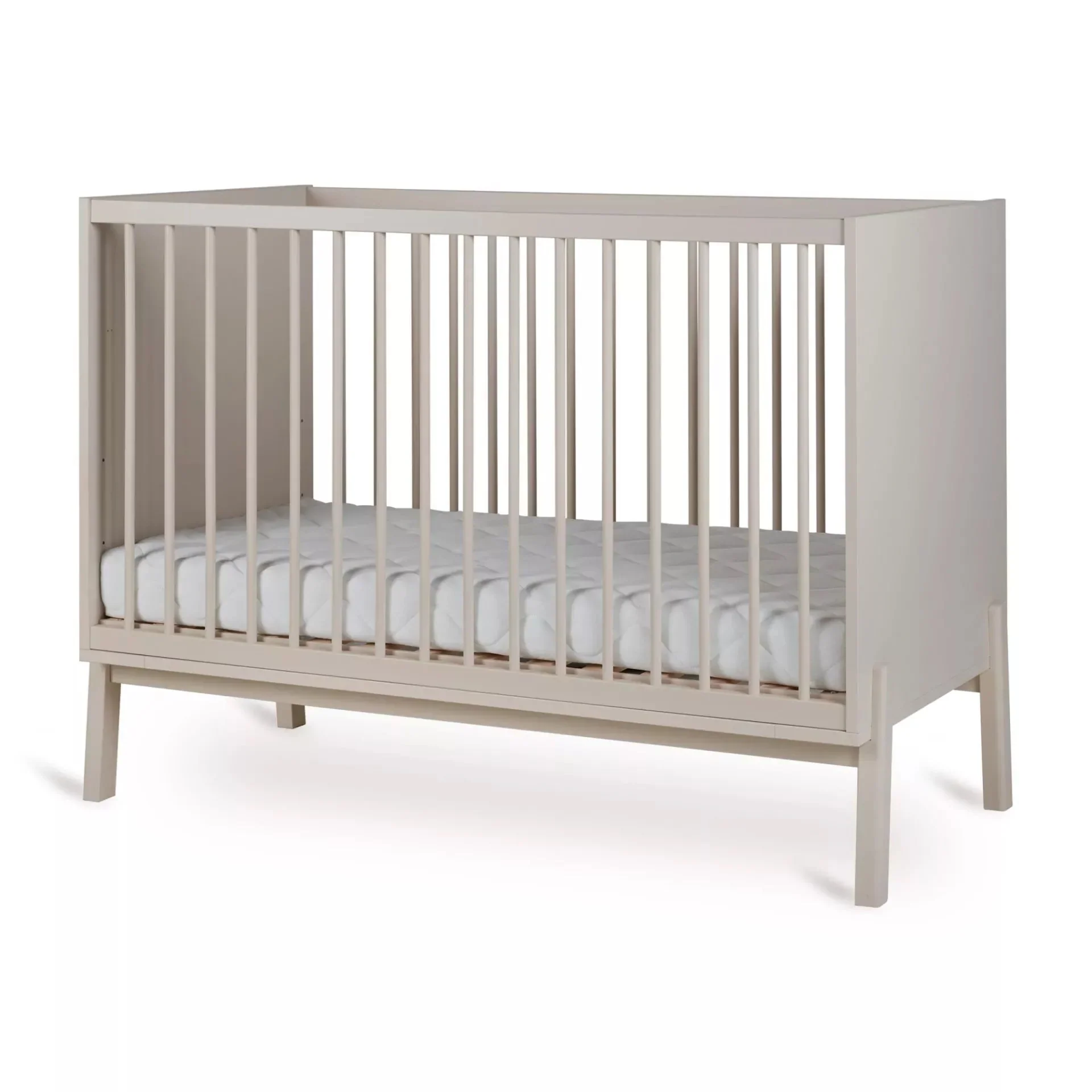 2025 Cuna Quax Ashi – 60x120 cm | Ajustable en 3 alturas | Madera de haya certificada FSC | Color Greige | Con somier de lamas, sin colchón