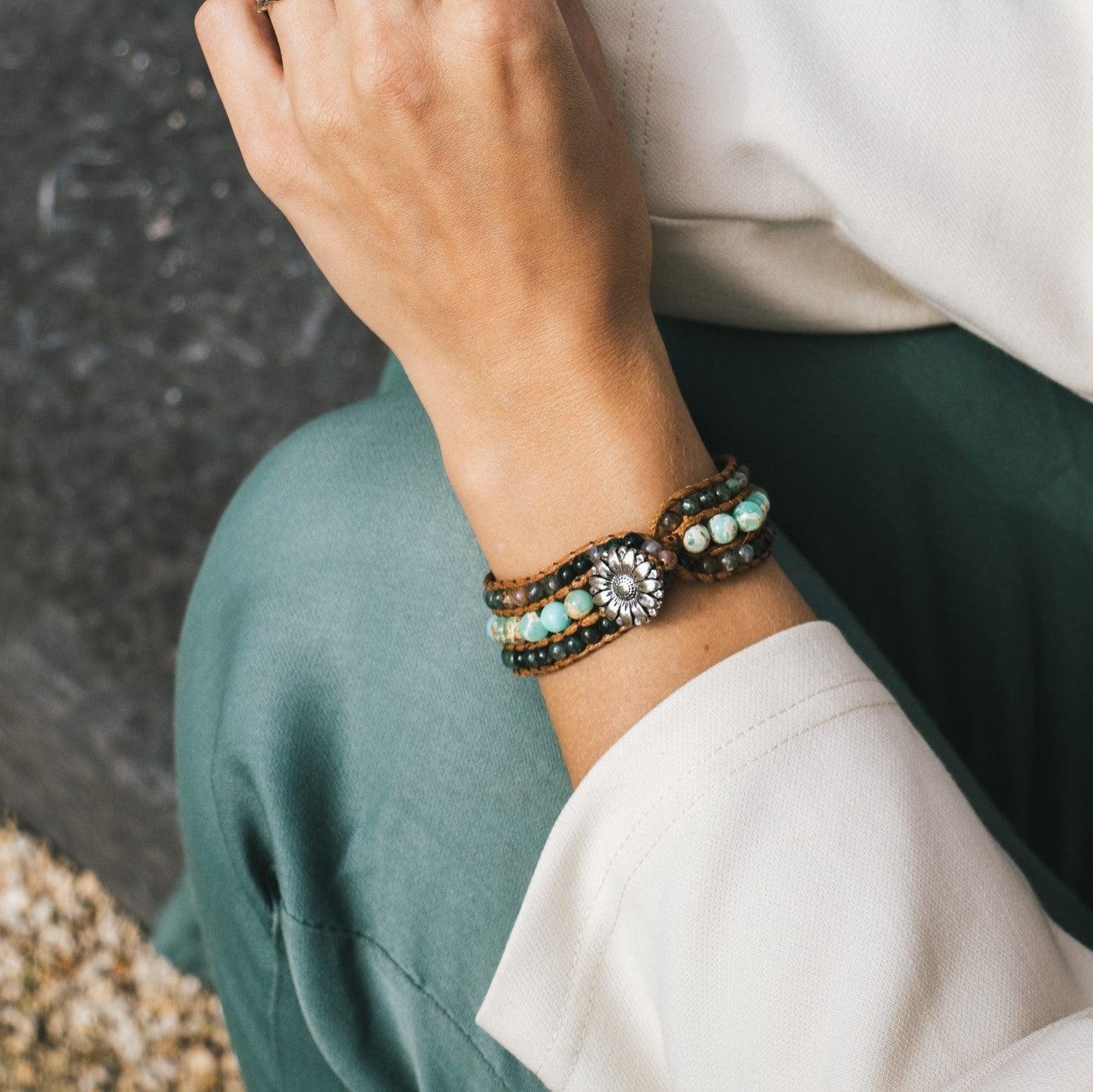 Jaspis & Agaat Armband - Gelaagde Imperial Jaspis & India Agaat - Fantasie