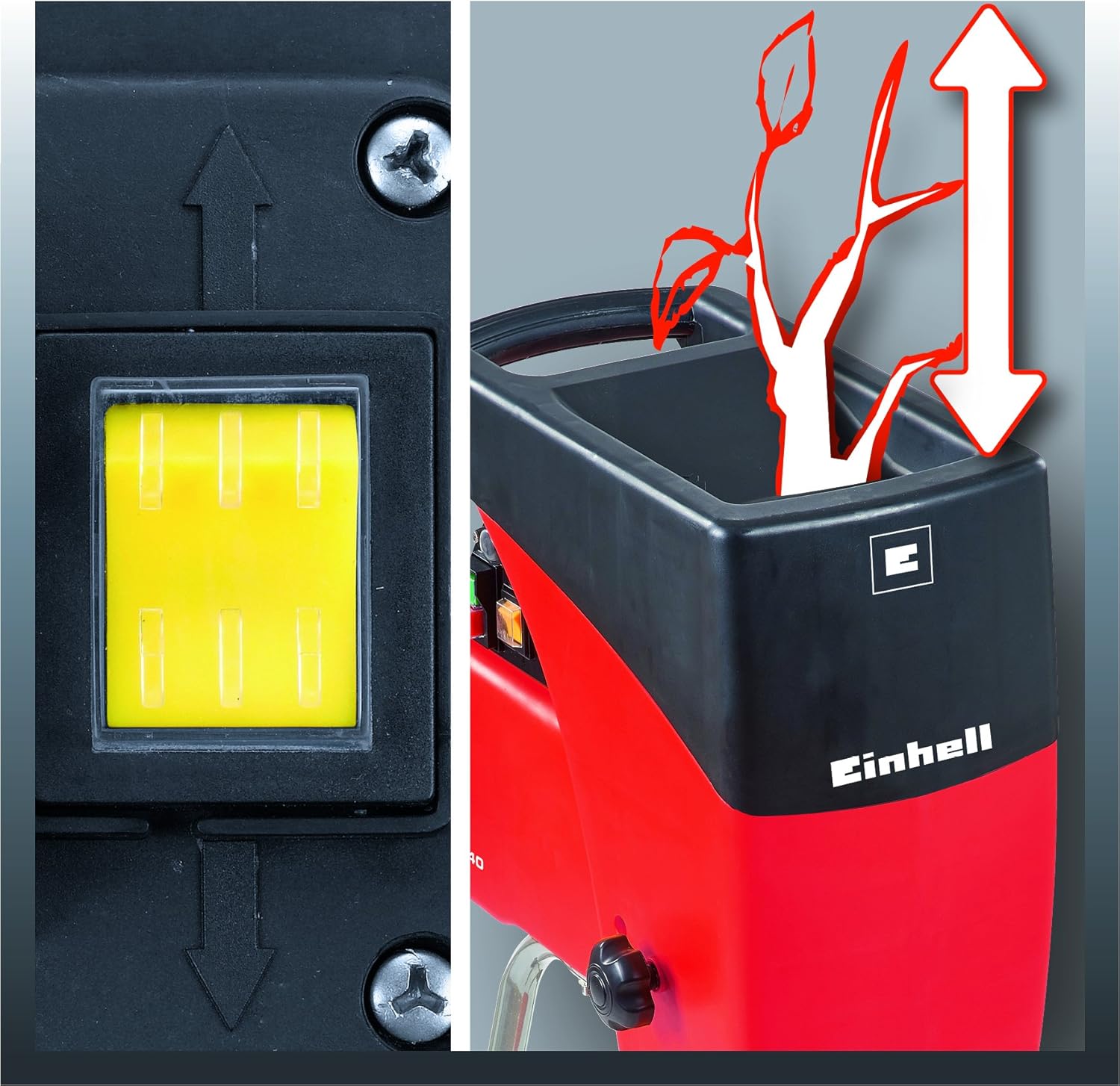 Einhell Elektro-Leisehäcksler GC-RS 2540 (Schneidwalze, Drehrichtungsumschalter, große Trichteröffnung, robustes Fahrgestell, inkl. Gartenabfallsack)