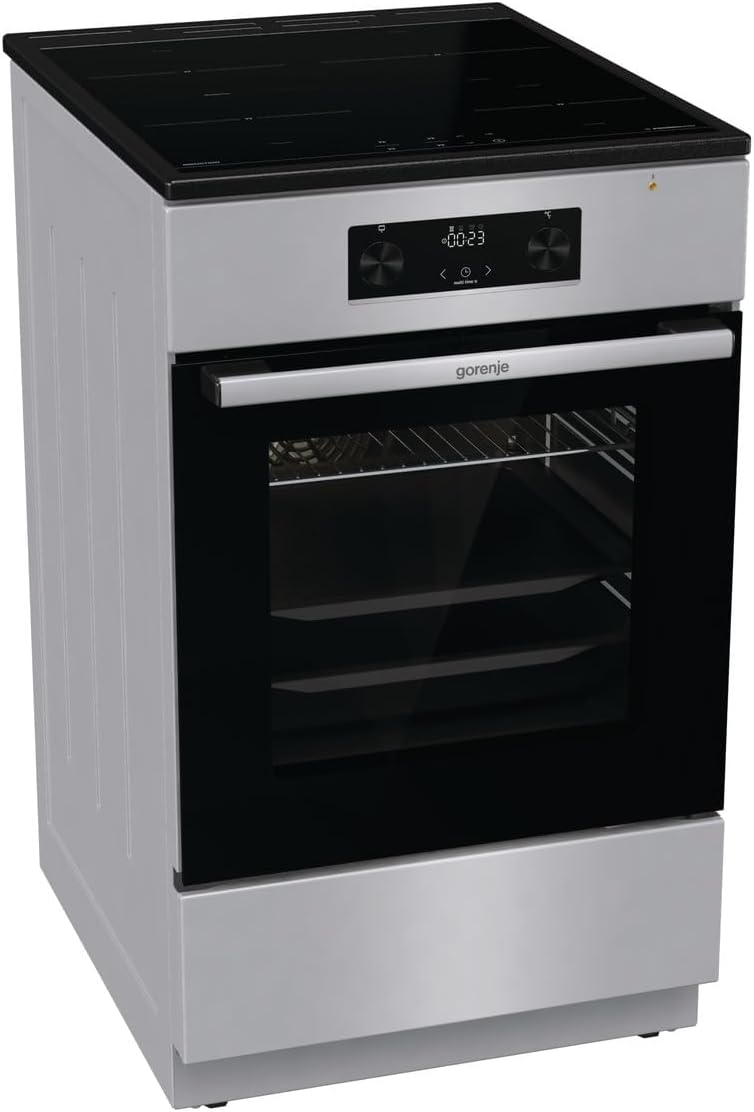 Gorenje GEIT5C61SPG Standherd mit Induktionskochfeld, 50 cm, 70 Liter,Silber, PerfectGrill, AirFry, FrozenBake, Pizza Mode 300°C, AquaClean, Made in Europe, inox