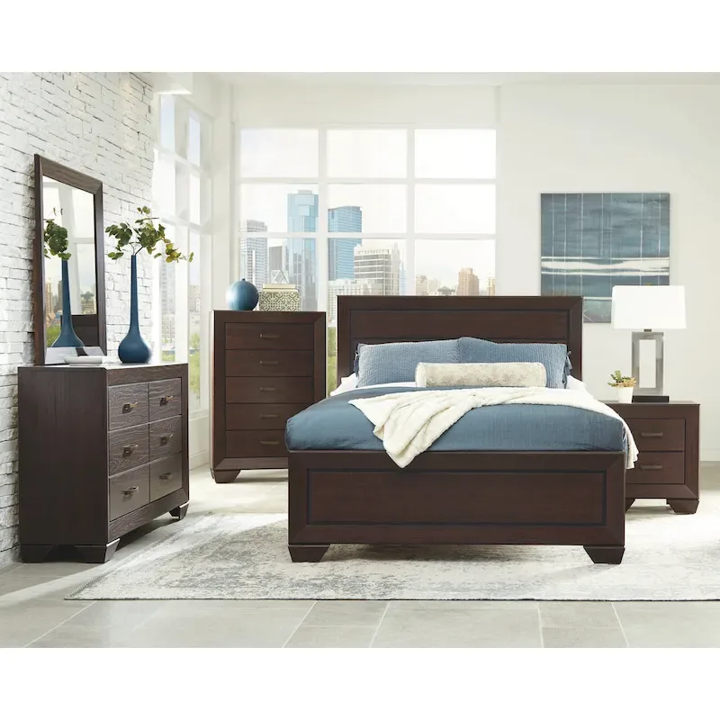 Oatfield 5-Piece Dark Cocoa Bedroom Set with Two Nightstands
