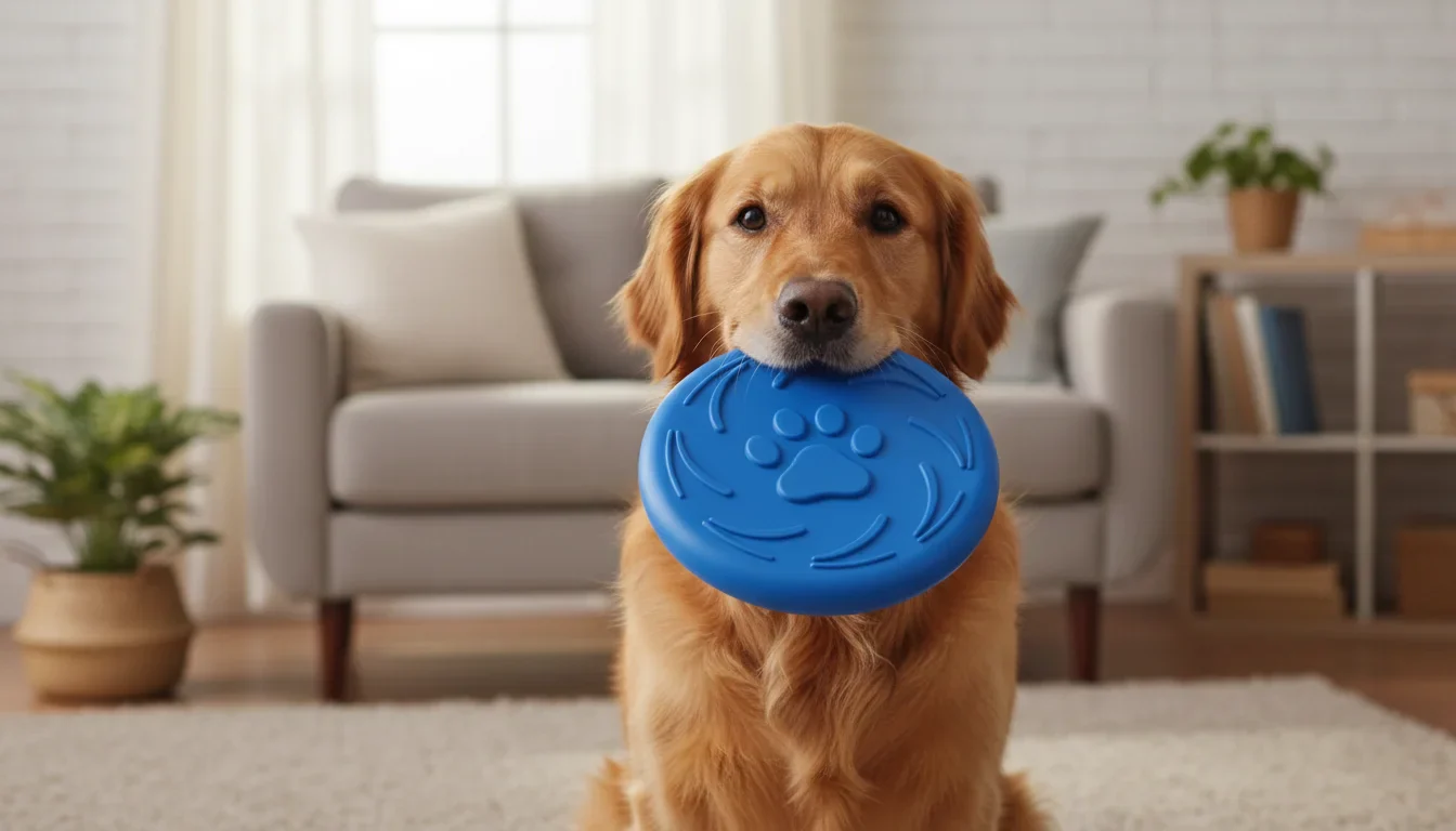 Soft Rubber Dog Frisbee, Durable Lightweight Flying Disc, Blue
