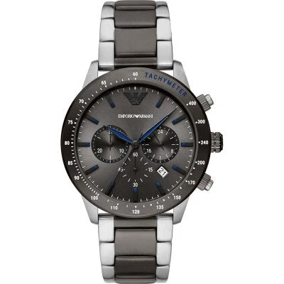 Emporio Armani Chronograph Grey Dial Two Tone Steel Strap Watch AR11391