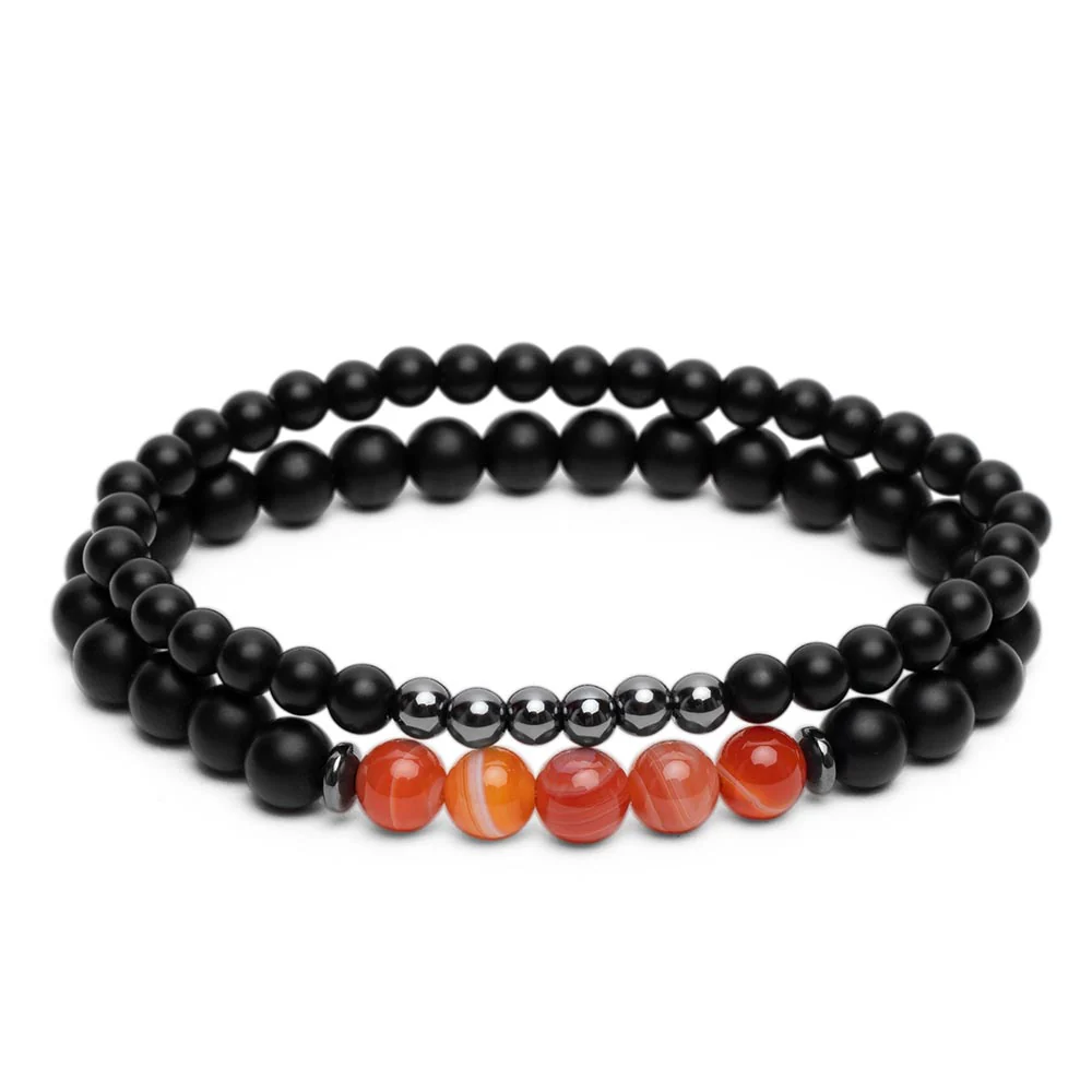 Set van 2 - Balans Armbanden - Onyx & Agaat - Doelgerichtheid