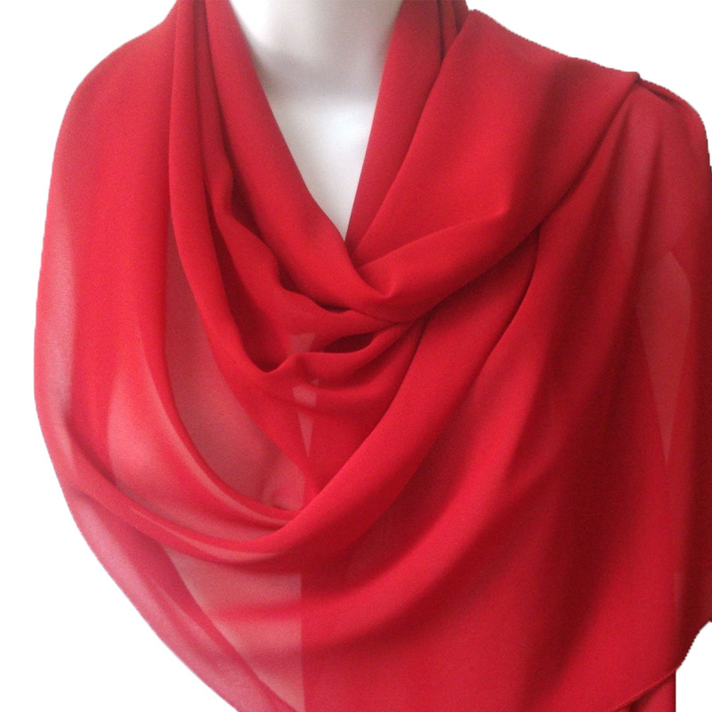 Red Long Sheer Chiffon Scarf  21