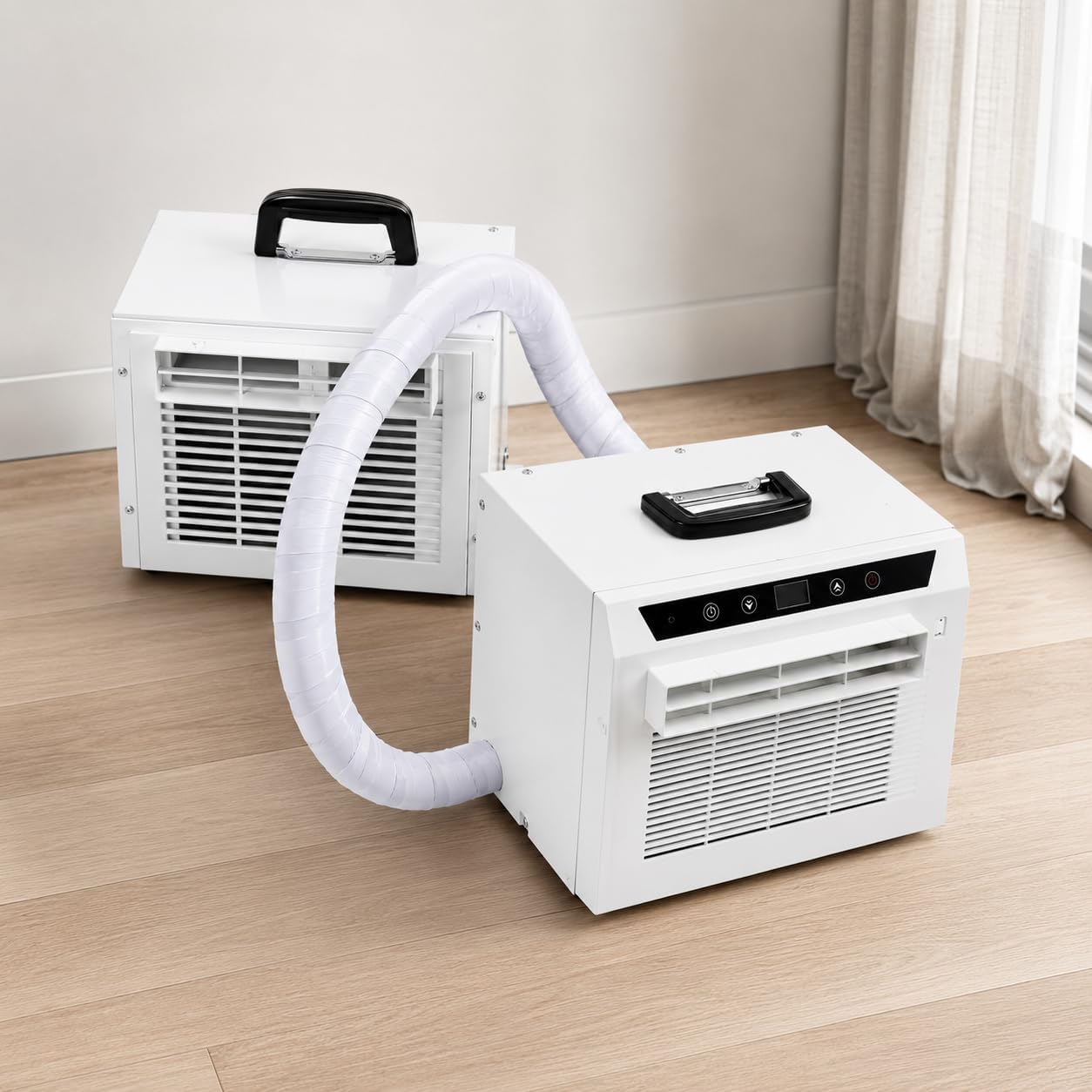Aire acondicionado dividido de 3000 BTU portátil con panel táctil, control remoto, temporizador de 24 horas, diseño de mango superior para casa, oficina, camping, sin montaje