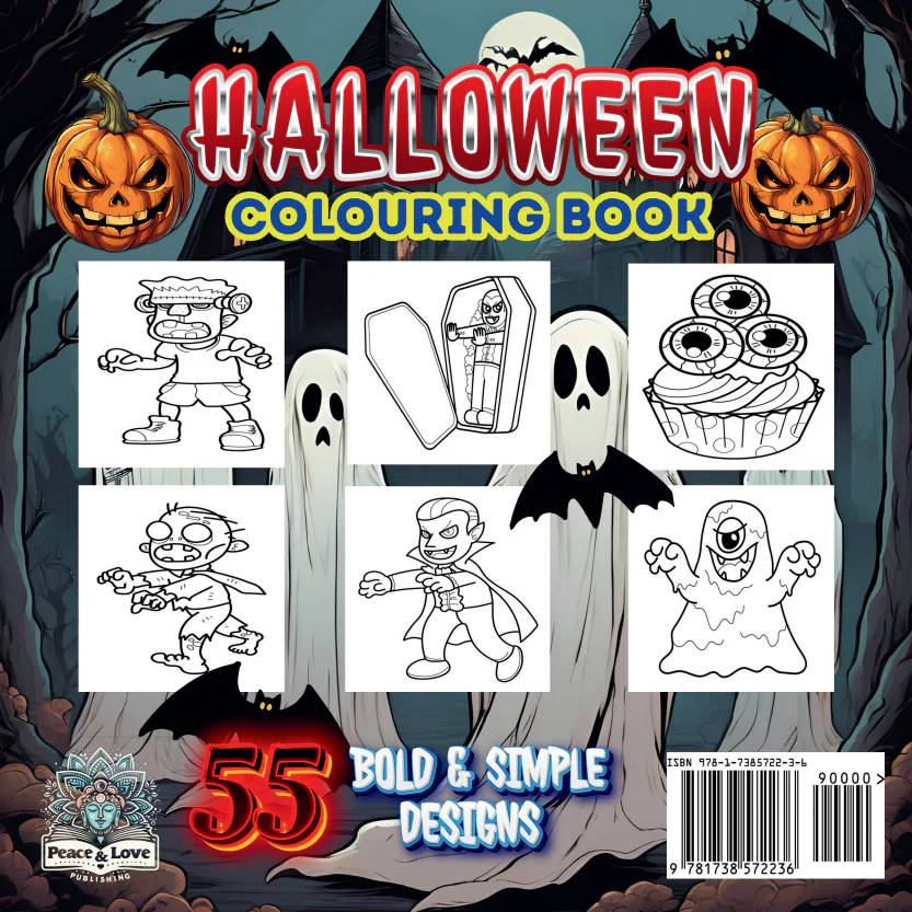 Halloween Colouring Book - 55 Bold and Simple Designs for Young Kids
