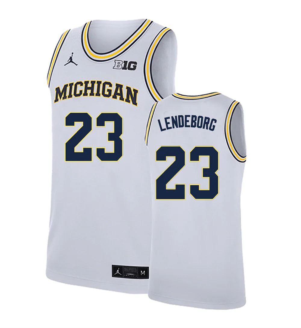 Men's #23 Yaxel Lendeborg Michigan Wolverines College Basketball Jersey