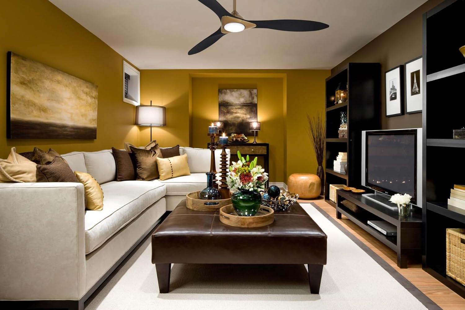 Minka-Aire Sleek 60′′ Ceiling Fan, Soft Brass/White, LED, Smart Remote/App Control, Energy Star Certified