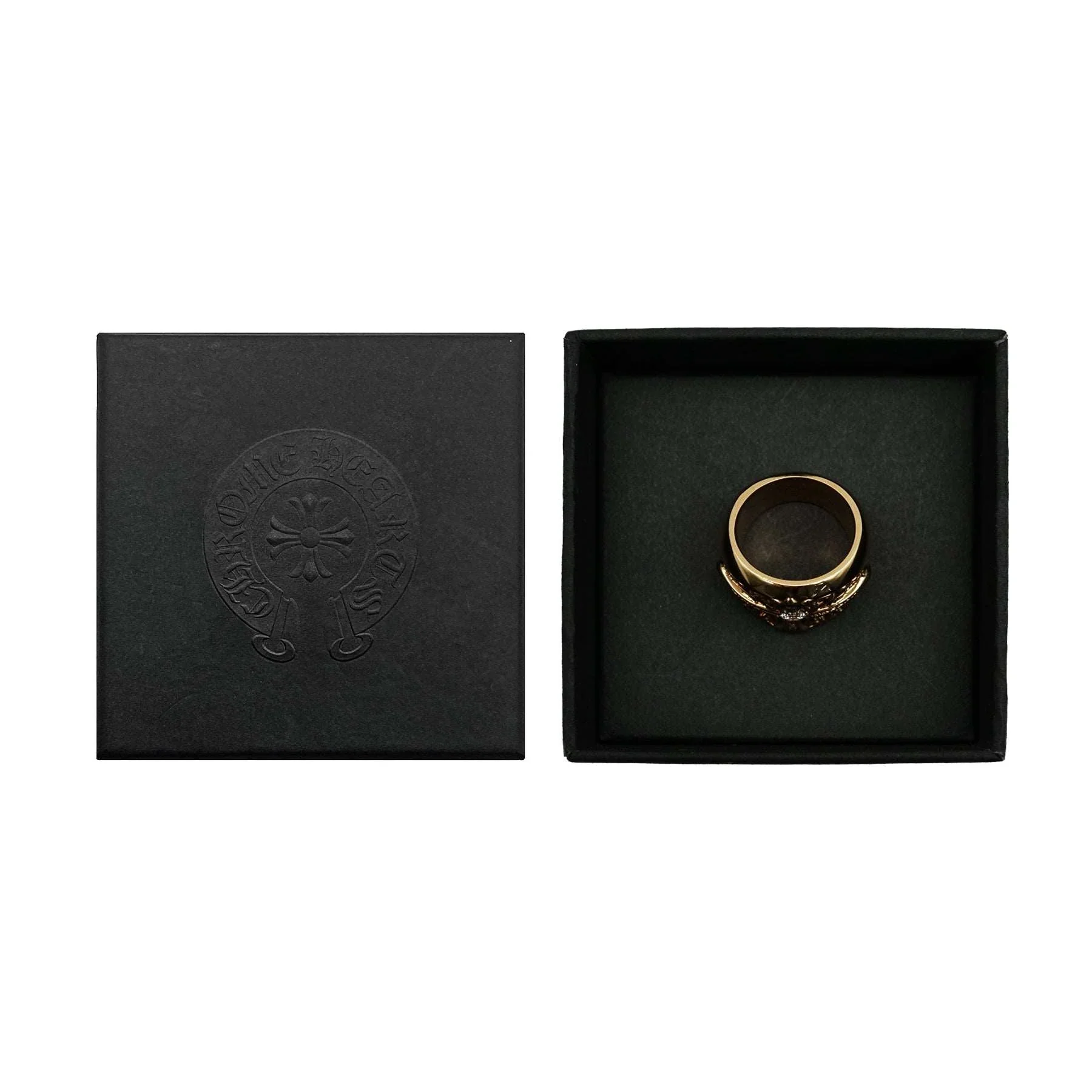 22K Gold With Diamonds Oval Keeper Chrome Hearts Ring