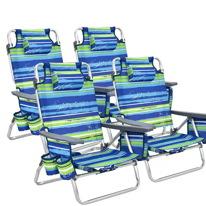 Costway 4-Pack Folding Backpack Beach Chair 5-Position Outdoor - See Details