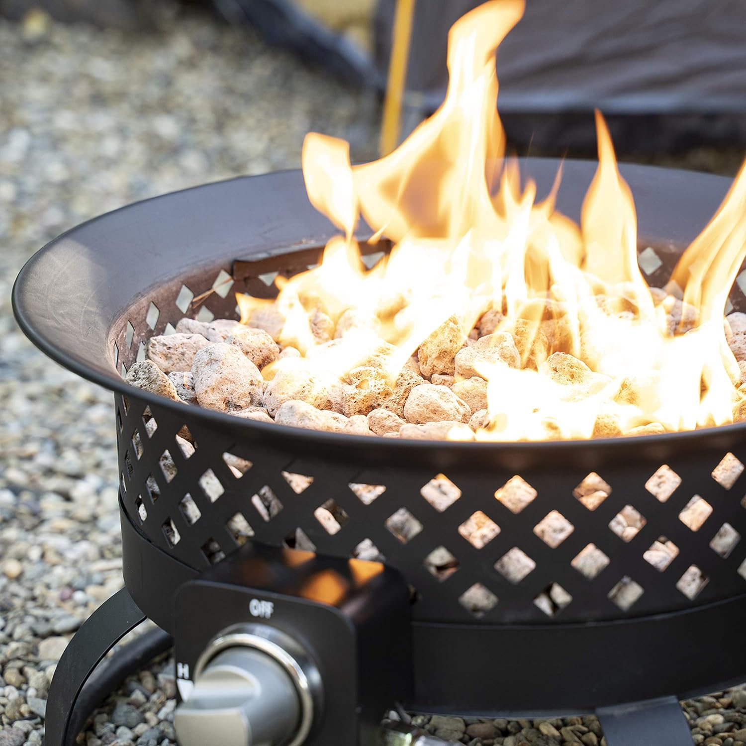 Bond Manufacturing 67836 54,000 BTU Aurora Camping, Backyard, Tailgating, Hunting and Patio. Locking Lid & Carry Handle Portable Steel Propane Gas Fire Pit Outdoor Firebowl, 18.5