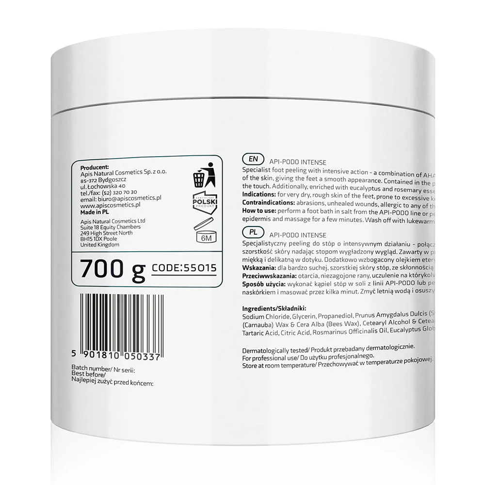 Apis API-PODO INTENSE Exfoliating Foot Scrub - Smooths rough skin with AHA acids and urea | 700g