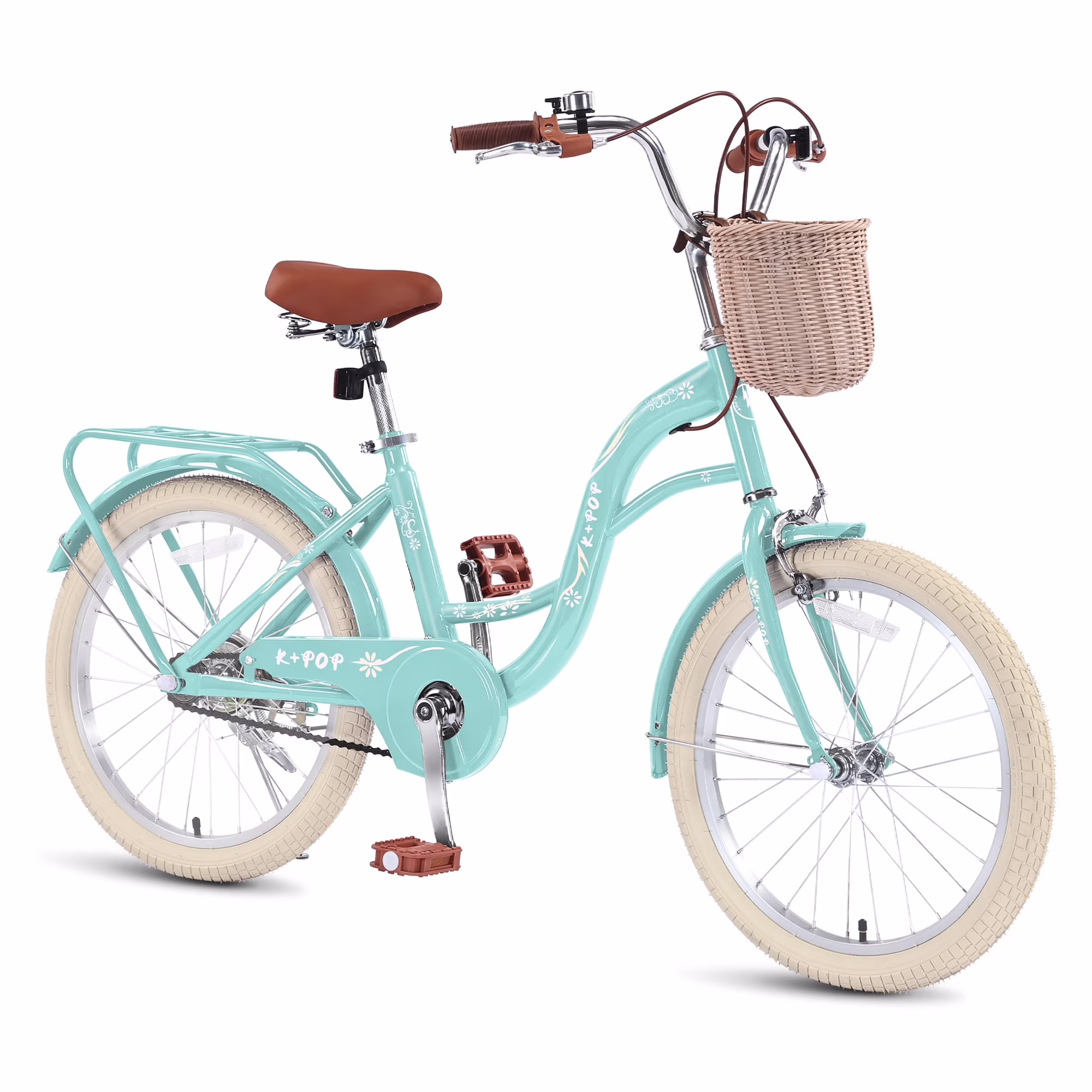 Bstjewey 20 Inch Girls Bike with Basket, Kids Bicycle for Ages 7-13