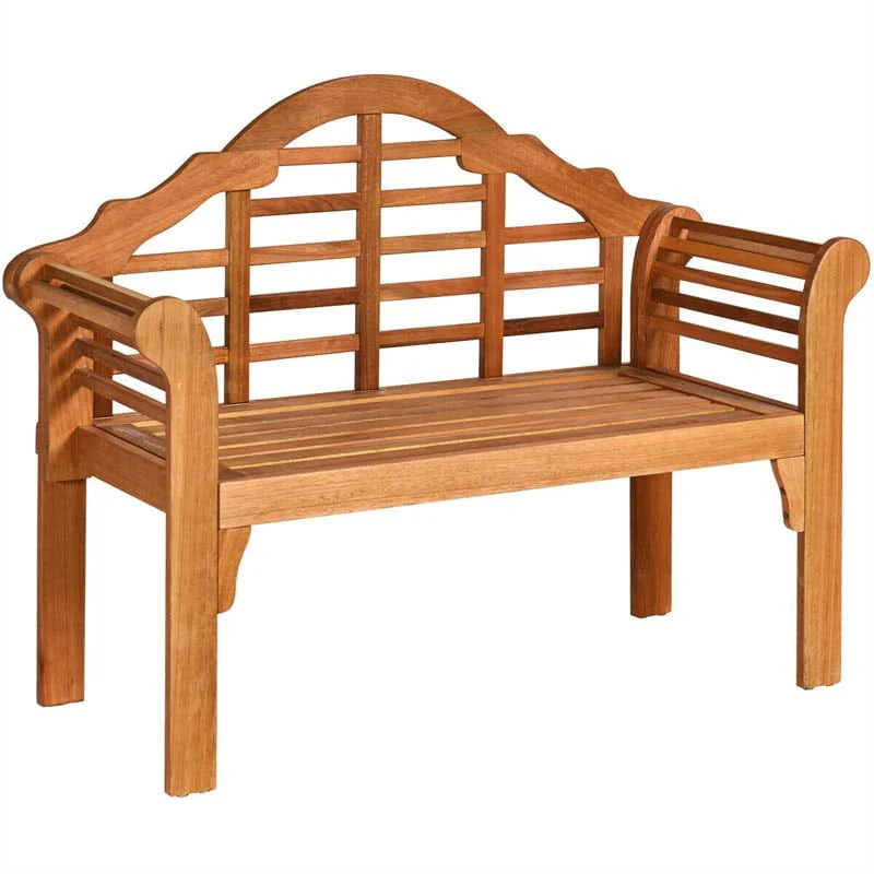 4 Ft Folding Outdoor Bench For Park Garden 2 Person Eucalyptus Wood Bench Loveseat Chair - Comfortable And Ergonomic Design